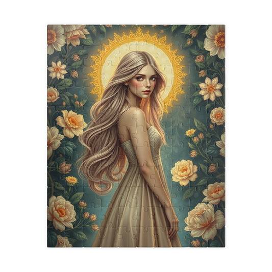 Beautiful Woman Portrait Jigsaw Puzzle, Elegant Art Floral Vintage Design, Romantic Decorative Scene for Puzzle Enthusiast, Best Unique Gift 110 pcs (Vertical) Puzzle The Puzzle Chest