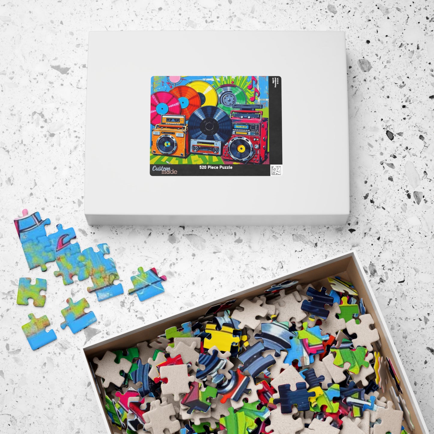 Retro Music Puzzle - Nostalgic Vinyls and Boomboxes Pop Art Jigsaw Game - Fun Family Activity, Gift for Music Lovers, Game Night Puzzle The Puzzle Chest