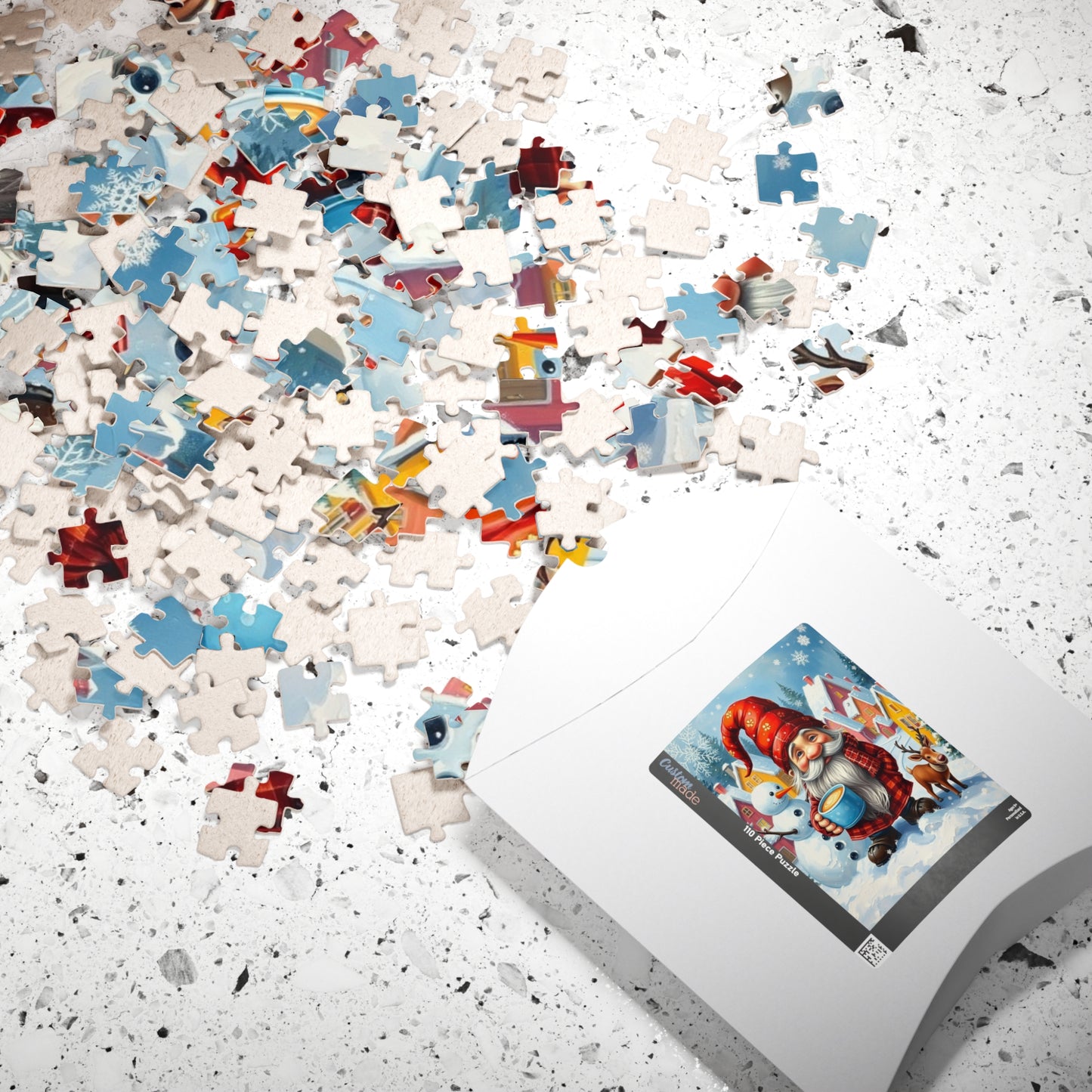 Charming Winter Gnome Puzzle, Reindeer Snowman and Hot Cocoa Holiday Fun, Snowy Village Scene Jigsaw Game, Puzzle Lover Gift, Mindfulness Puzzle The Puzzle Chest
