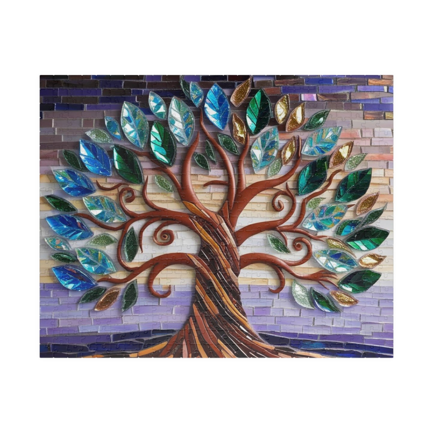 Tree of Life Mosaic Jigsaw Puzzle, Artistic Game for Puzzle Enthusiasts, Mindfulness Activity, Relaxation Gift, Stained Glass Art Home Decor 520 pcs (Horizontal) Puzzle The Puzzle Chest