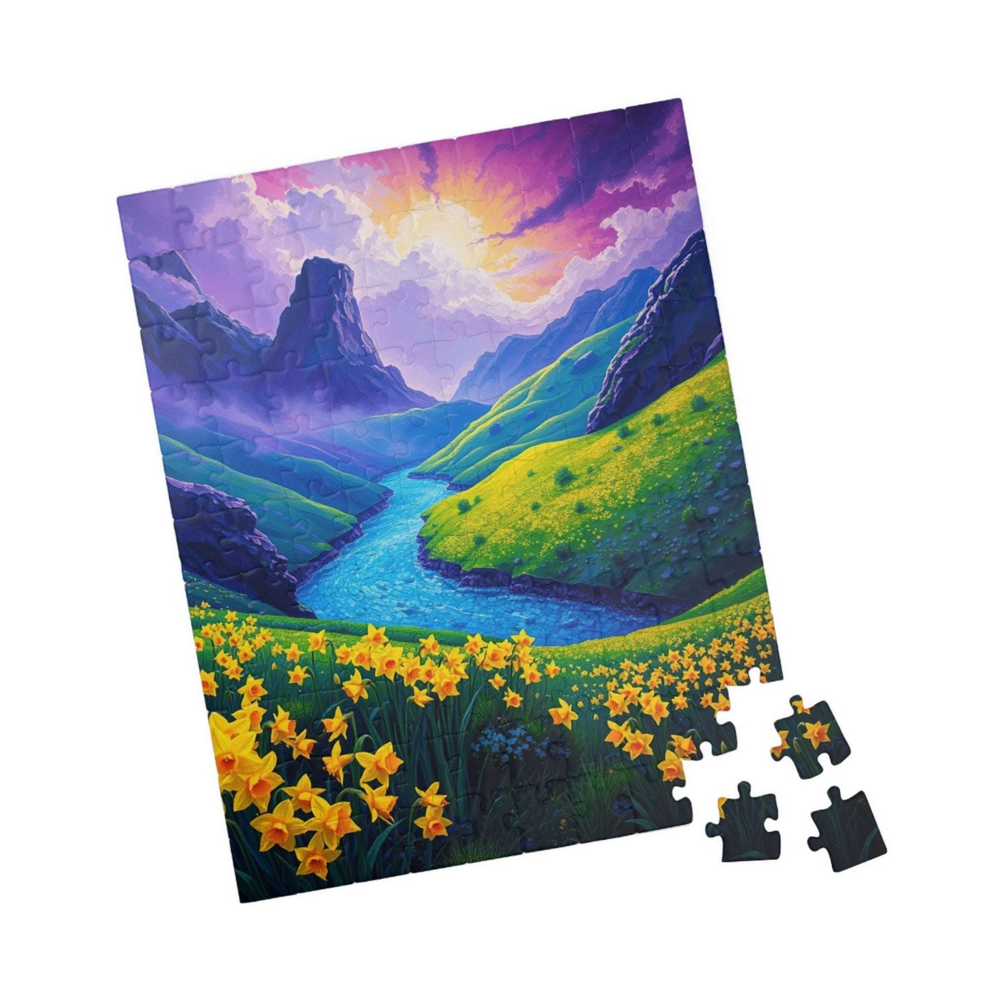 Serene Nature Daffodil Puzzle - Tranquil Flower Landscape Jigsaw Game, Perfect for Relaxation, Family Nights, Gift for Floral Art Lover Puzzle The Puzzle Chest