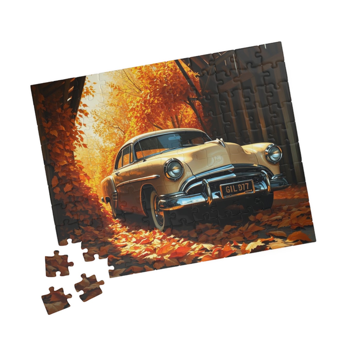 Vintage Car Autumn Puzzle - Classic 1953 Kaiser Manhattan | Retro Auto Jigsaw Game | Gift for Car Lovers, Family Night Leisure Activity Puzzle The Puzzle Chest
