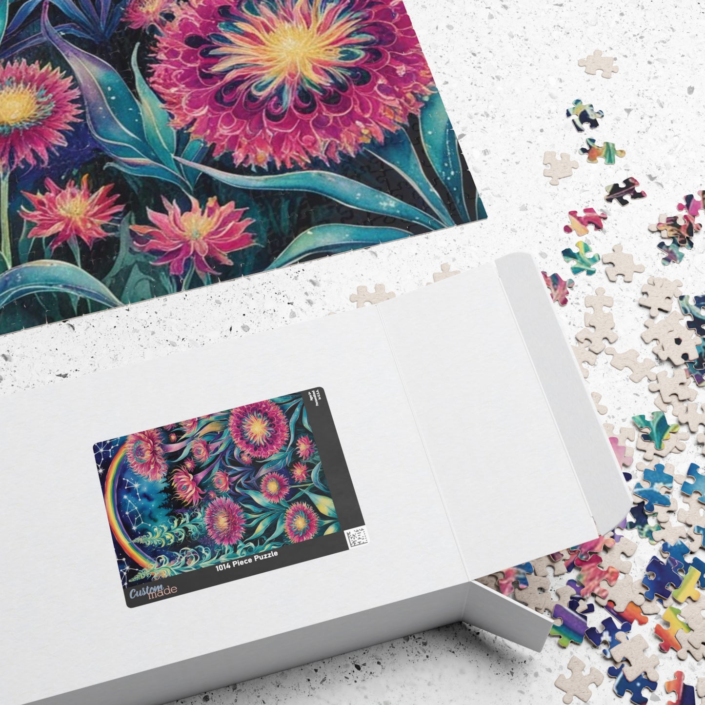 Flower Theme Trippy Puzzle, 110-1014 Piece Glow Garden Jigsaw Puzzle, Challenging Tabletop Game, Adult Entertainment Relaxation Meditation Puzzle The Puzzle Chest