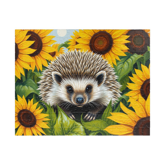 Hedgehog in Sunflowers Jigsaw Puzzle - Nature Lovers Gift, Family Activity, Mindfulness Hobby, Home Entertainment, Fun Challenge 252 pcs (Horizontal) Puzzle The Puzzle Chest