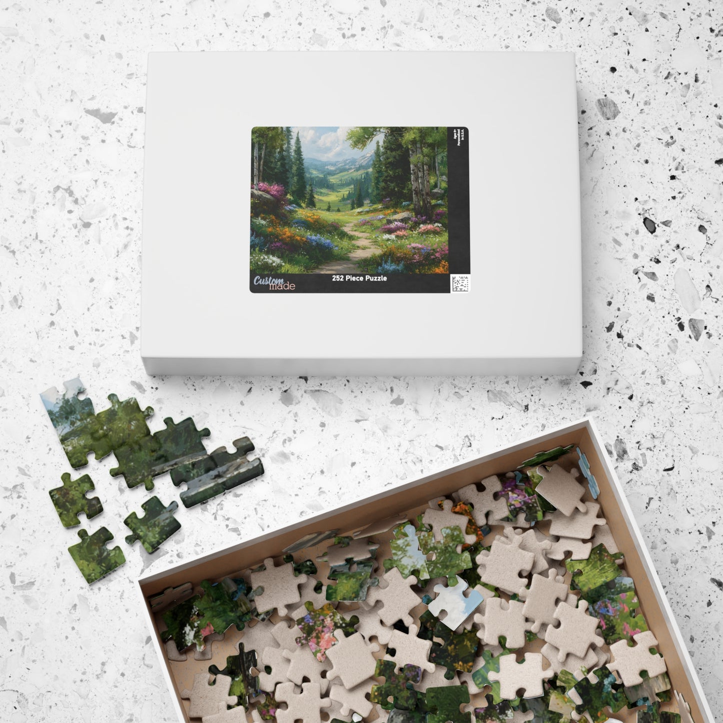Spring Forest Path Jigsaw Puzzle – Sunlit Wildflower Meadow, Nature Inspired Floral Landscape Puzzle The Puzzle Chest