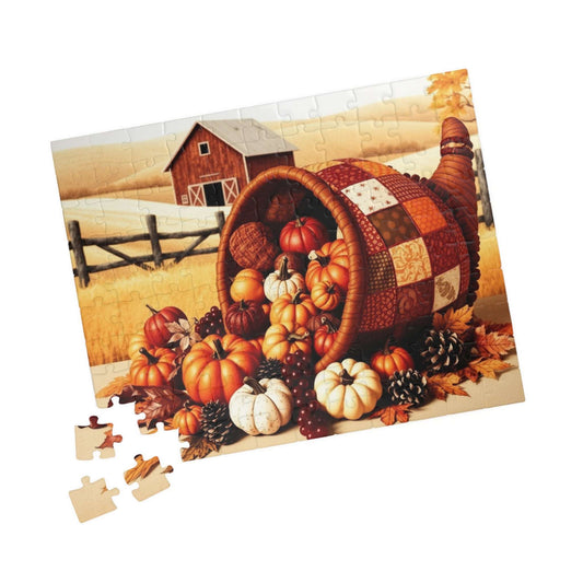 Cornucopia Jigsaw Puzzle - Fall Harvest Autumn Pumpkin Jigsaw Game 110 pcs (Horizontal) Puzzle The Puzzle Chest
