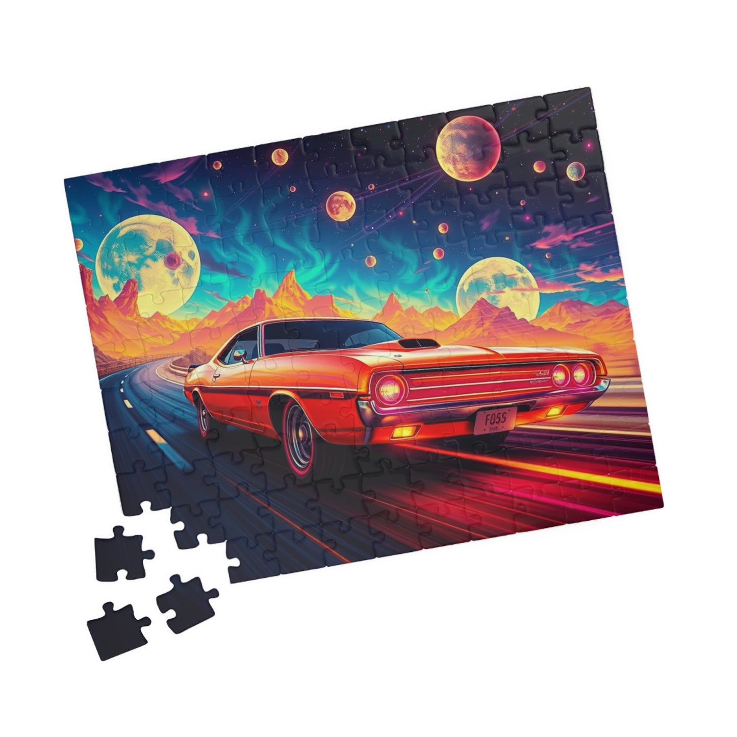 Retro Car Jigsaw Puzzle - Cosmic Scene, Gifts for Car Lovers, Nostalgic Mindfulness Activity for Family Game Night or Solo Fun, Brain Teaser Puzzle The Puzzle Chest