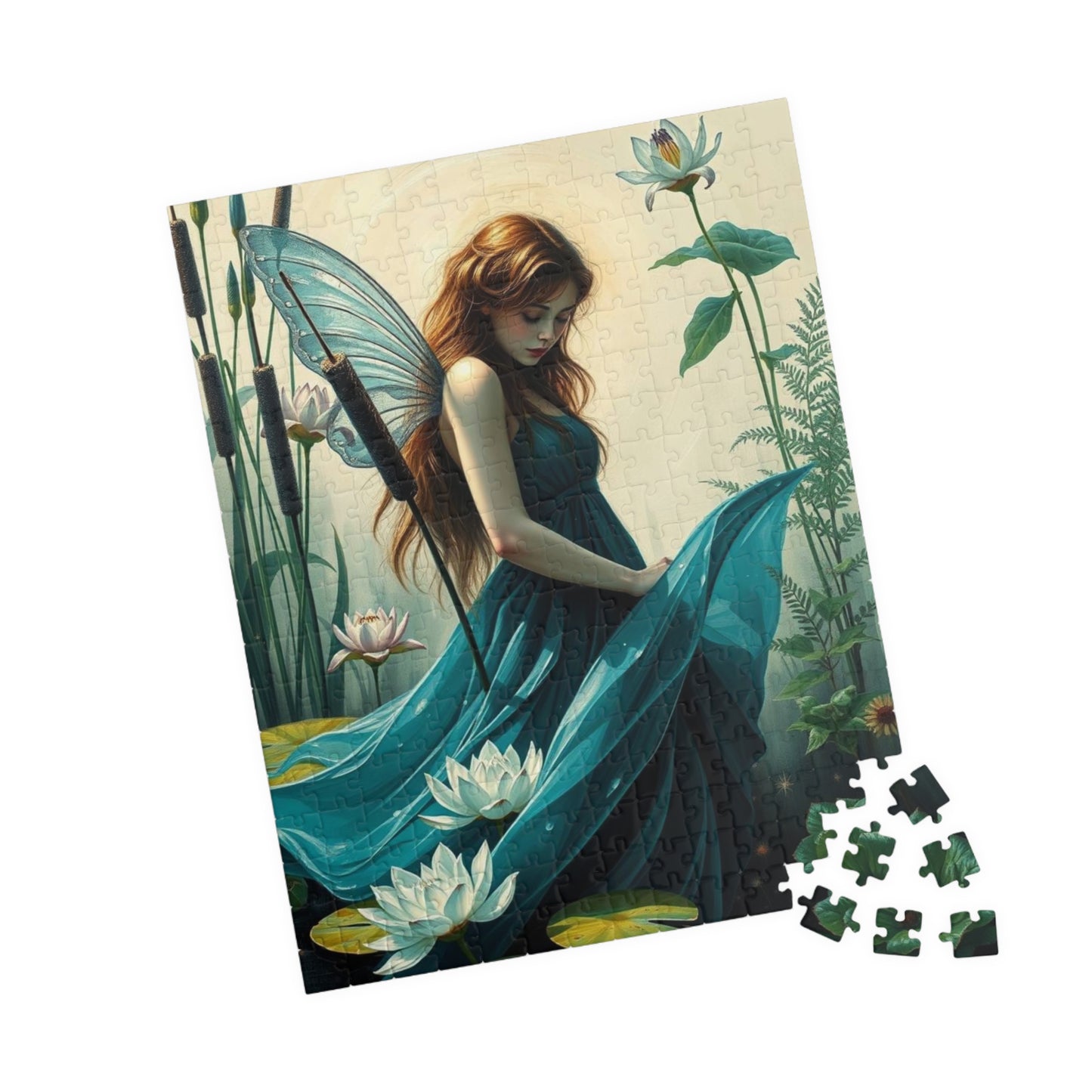 Lily Pond Secrets Fairy Puzzle, 110/252/520/1014-piece Fantasy Art Adult Jigsaw Game, Nature Lover Gift for Friend Holiday Birthday
