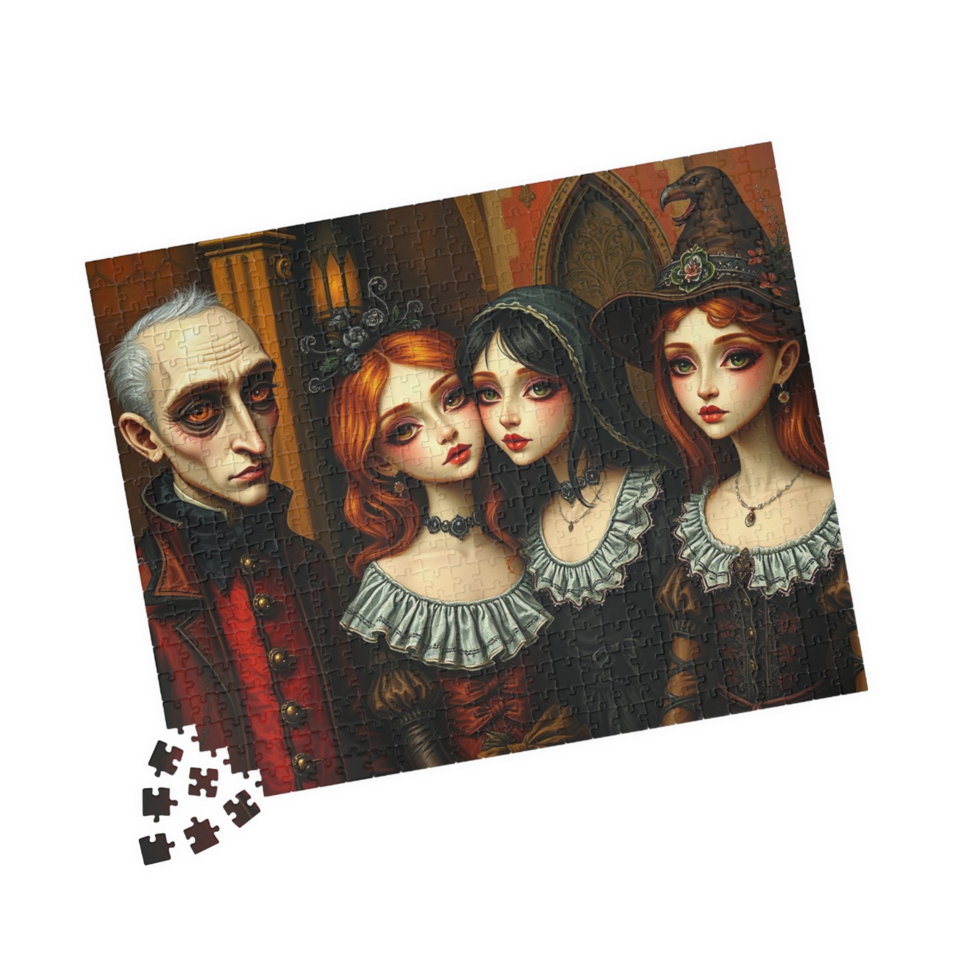 Gothic Art Jigsaw Puzzle, Mysterious Family Dark Art Theme, Perfect for Halloween, Cozy Nights, Family or Solo Fun, Puzzle Enthusiast Gift Puzzle The Puzzle Chest