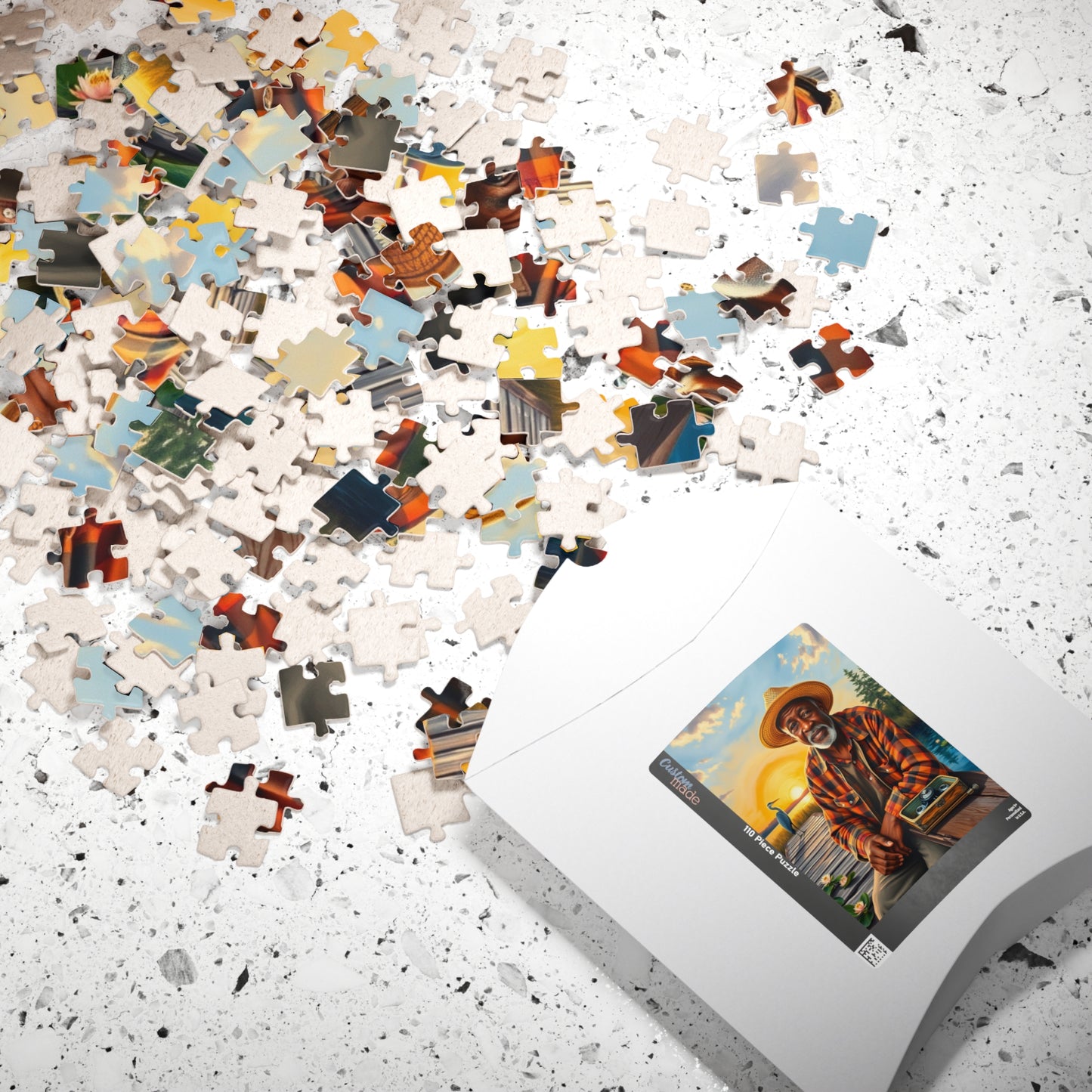 Fishing Themed Afrocentric Jigsaw Puzzle, African American Male at River, Family Bonding Activity, Nature Lovers Fathers Day Unique Gift Puzzle The Puzzle Chest