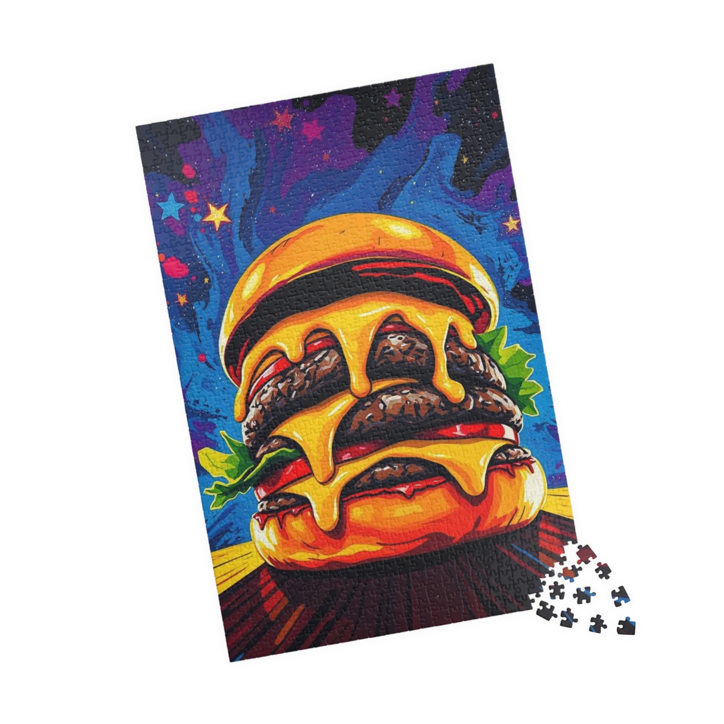 Cheesy Burger Puzzle | Fun Pop Art Jigsaw Game for Foodies, Colorful Unique Gift for Friends, Family Game Night Brain Teaser, Burger Lovers Puzzle The Puzzle Chest