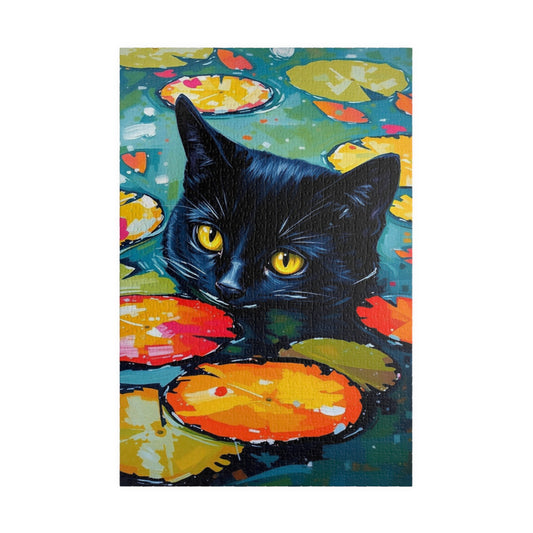 Water Lily Cat Jigsaw Puzzle, 110-1014 Piece Fun Gift for Cat Lovers, Family or Solo Activity, Home Décor, Brain Teaser 1014 pcs (Vertical) Puzzle The Puzzle Chest