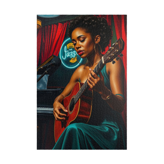 Black Jazz Singer Puzzle, 110-1014 Piece African American Woman Club Scene | Afrocentric Music Lover Gift, Family Game Night 1014 pcs (Vertical) Puzzle The Puzzle Chest