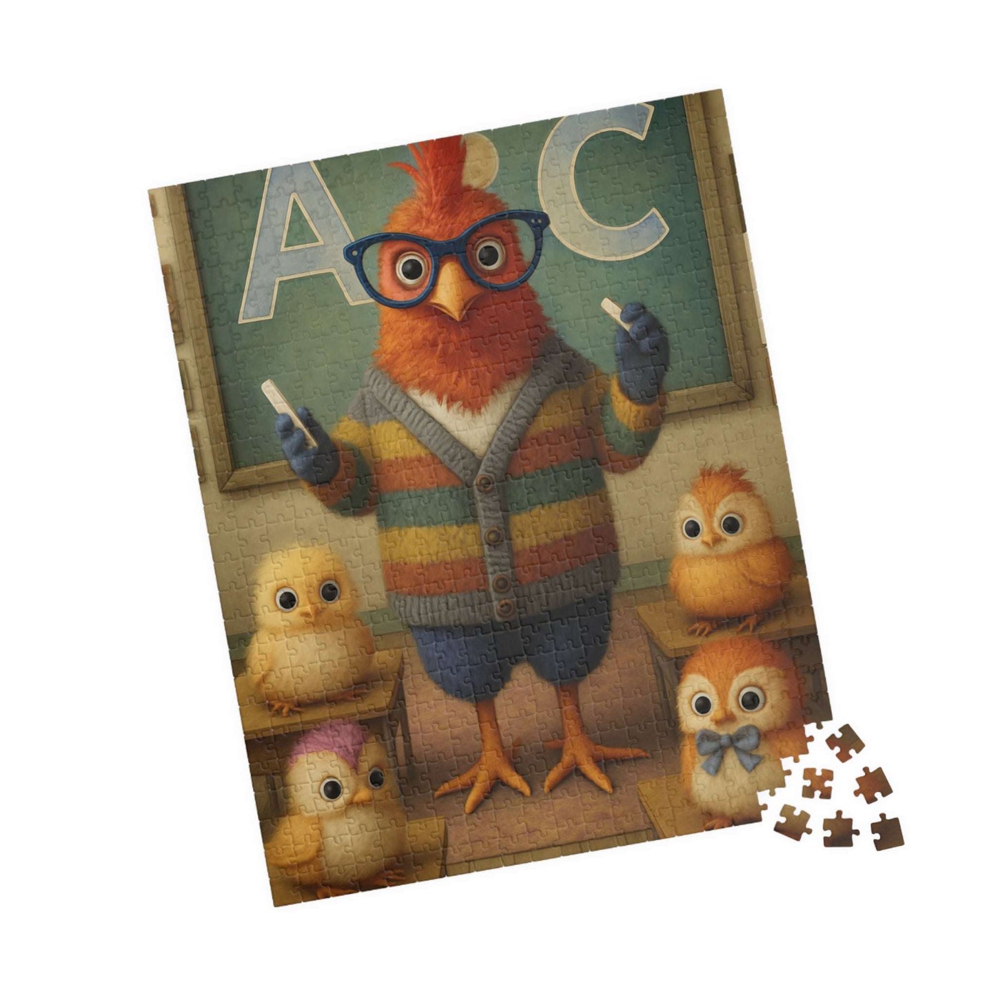 Chicken Teacher Jigsaw Puzzle Gift for Fun Family Indoor Activity, Holidays or Birthdays, Bird Lover, Brain Teaser Puzzle The Puzzle Chest