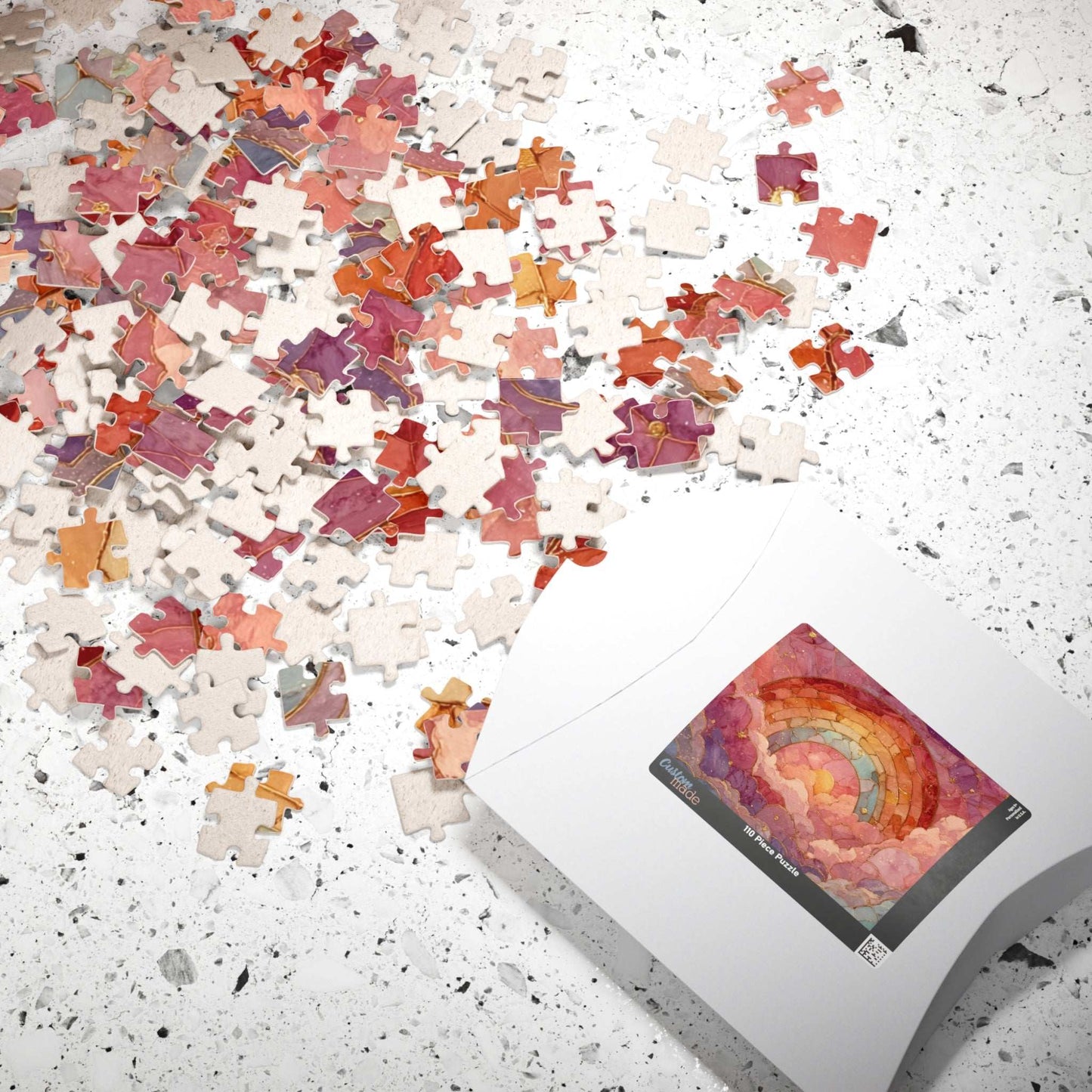 Abstract Rainbow Cloud Jigsaw Puzzle - Stained Glass Style, Pastel Colors Puzzle The Puzzle Chest
