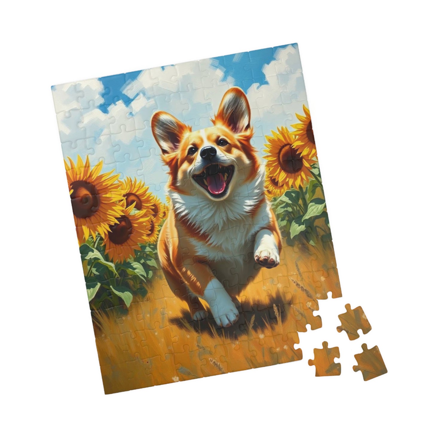 Corgi Running Through Sunflowers Puzzle, 110-1014 Piece Jigsaw, Pet Lover Gift, Cute Animal Decor, Family Activity, Dog Lover Fun Puzzle The Puzzle Chest