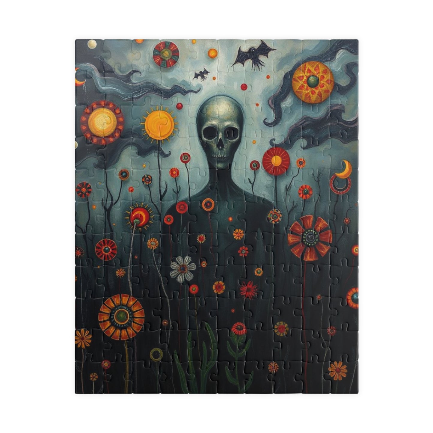 Mystical Skull Puzzle, Unique Art Puzzle, 110, 252, 520, 1014-piece, Home Entertainment, Gift for Puzzle Lovers, Halloween Decor 110 pcs (Vertical) Puzzle The Puzzle Chest