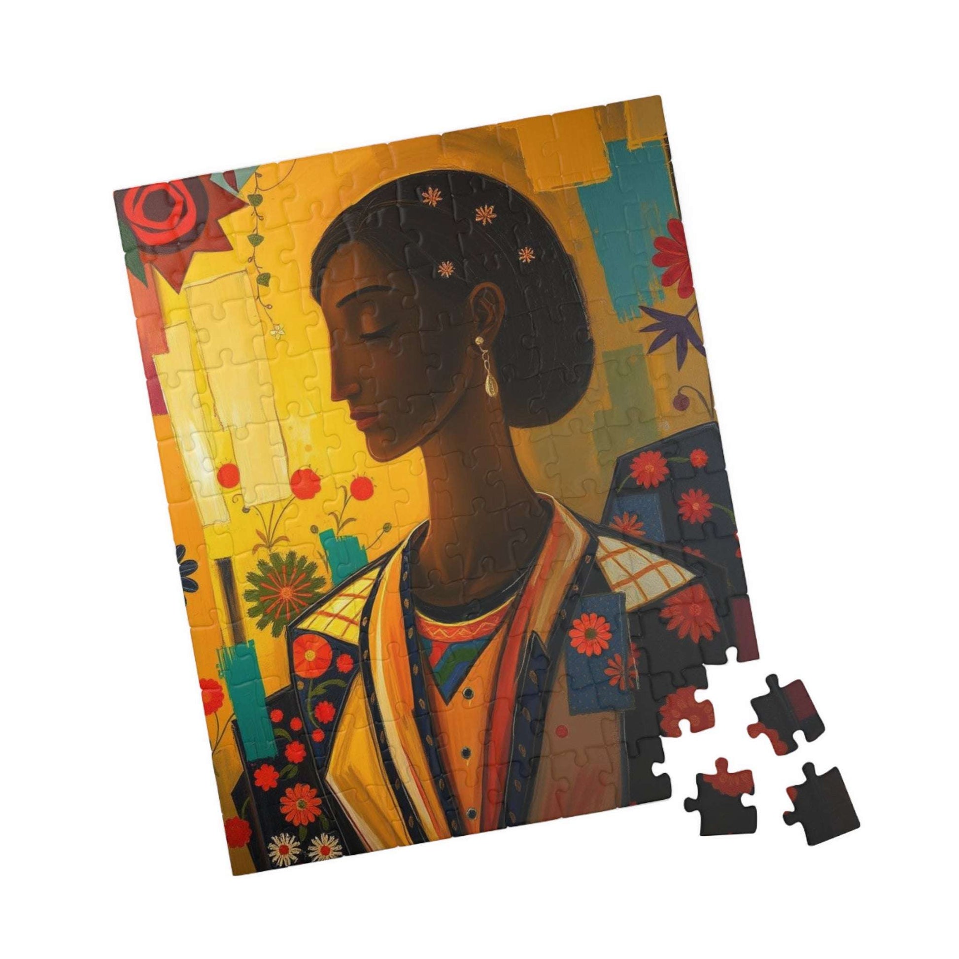 Beautiful Woman Art Puzzle, Afrocentric Jigsaw Game for Adults, Black Art Lover Gift for Friends, Mindful Activity, Mental Exercise Puzzle The Puzzle Chest