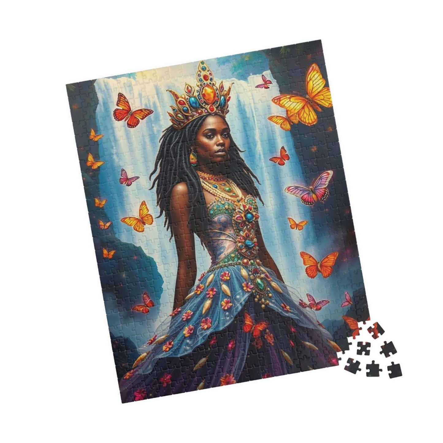 Spirit of the Waterfall Princess Puzzle - Dreamy African Princess Fantasy Jigsaw with Rainbow Mist 520 pcs (Vertical) Puzzle The Puzzle Chest