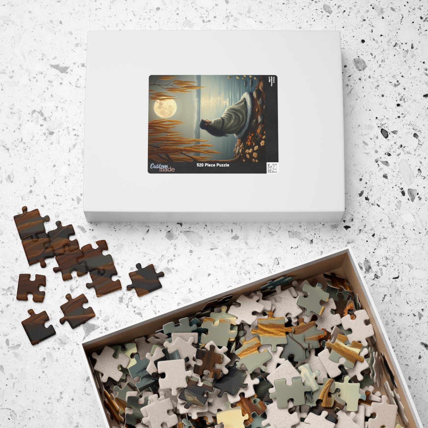 Mythical Jigsaw Puzzle, Moonlit Lake with Selkie, 110/252/520/1014-piece, Willow Trees, Flowers, Sealskin Cloak, Gift for Fantasy Lover Puzzle The Puzzle Chest