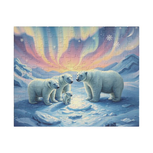 Polar Auror Jigsaw Puzzle - Polar Bear Winter, Cozy Family Game Night, 110-1014 Pieces, Holiday Birthday Gift for Friends, Arctic Art 110 pcs (Horizontal) Puzzle The Puzzle Chest