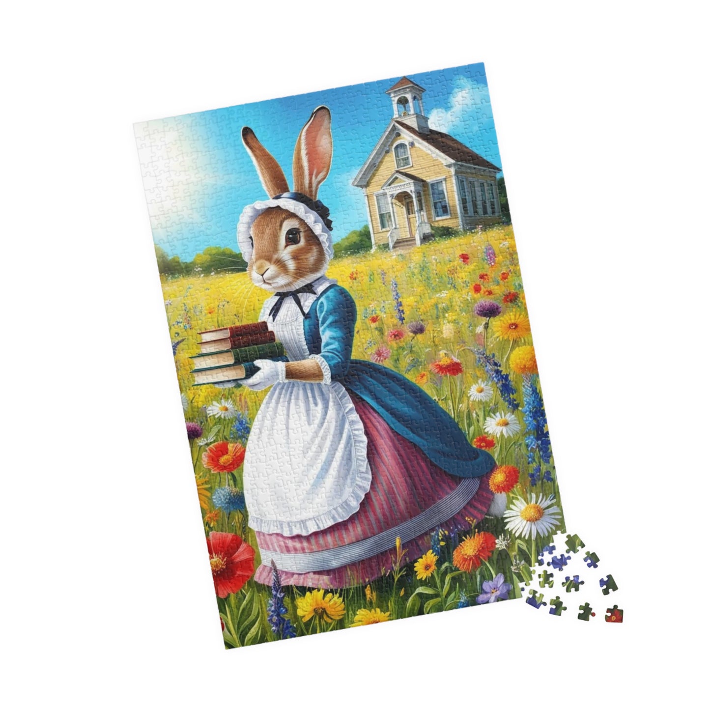 Whimsical Rabbit Jigsaw Puzzle, Charming Artwork for Book Lover, Easter Spring Puzzle Gift for Adults, Unique Fun Family Game Night Puzzle The Puzzle Chest