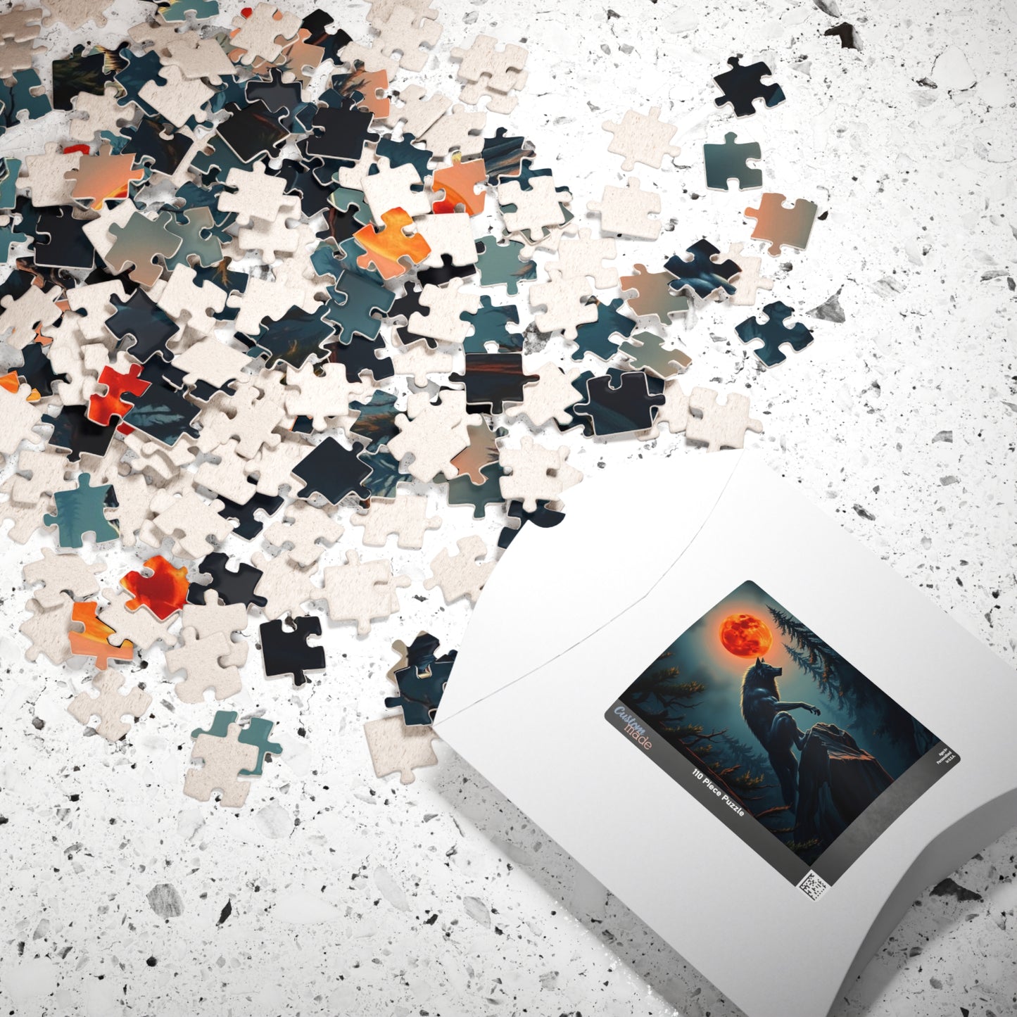 Moonlit Wolf Puzzle - Jigsaw Game for Nature and Animal Lovers, Creative Gift Idea for Friends, Cozy Night In, Family Activity Brain Teaser