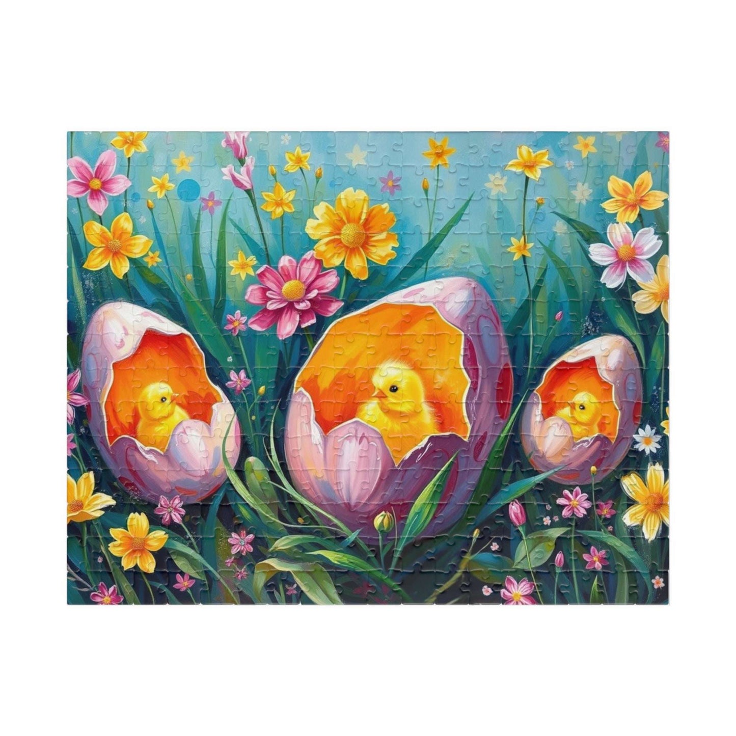 Whimsical Flower Chick Jigsaw Puzzle, Perfect Gift for Easter and Spring, Family Fun Activity, Creative Hobby, Brain Teaser, Bird Lovers 252 pcs (Horizontal) Puzzle The Puzzle Chest