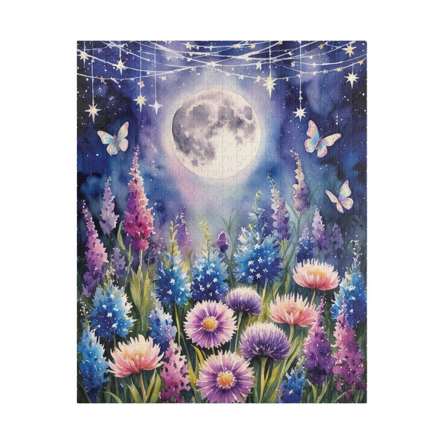 Wildflower Landscape Puzzle, Starry Night Jigsaw for Enthusiasts, Floral Puzzle Game for Nature Lovers, Mindfulness Activity 520 pcs (Vertical) Puzzle The Puzzle Chest