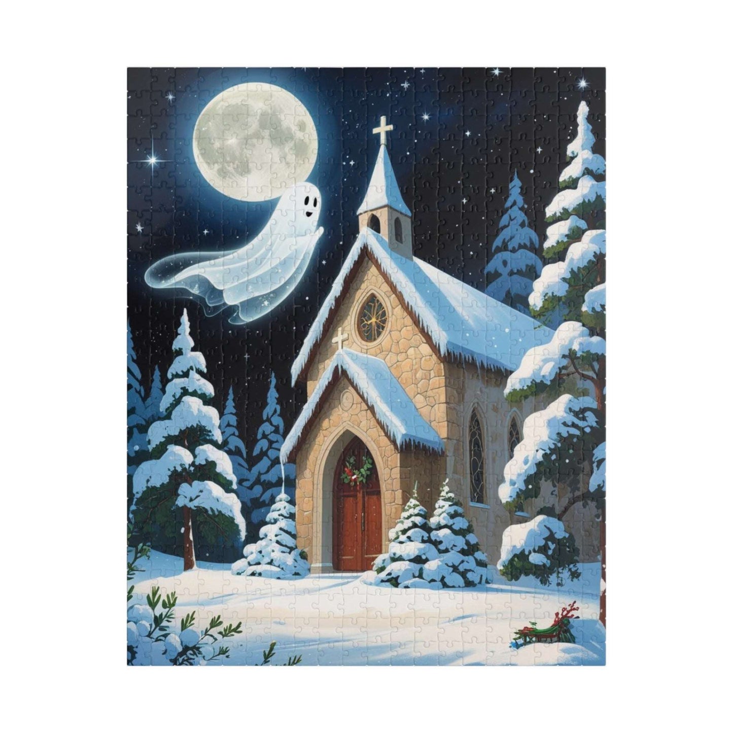 Silent Night Specter Jigsaw Puzzle - Winter Ghost Scene, 110-1014 Piece Halloween Puzzle