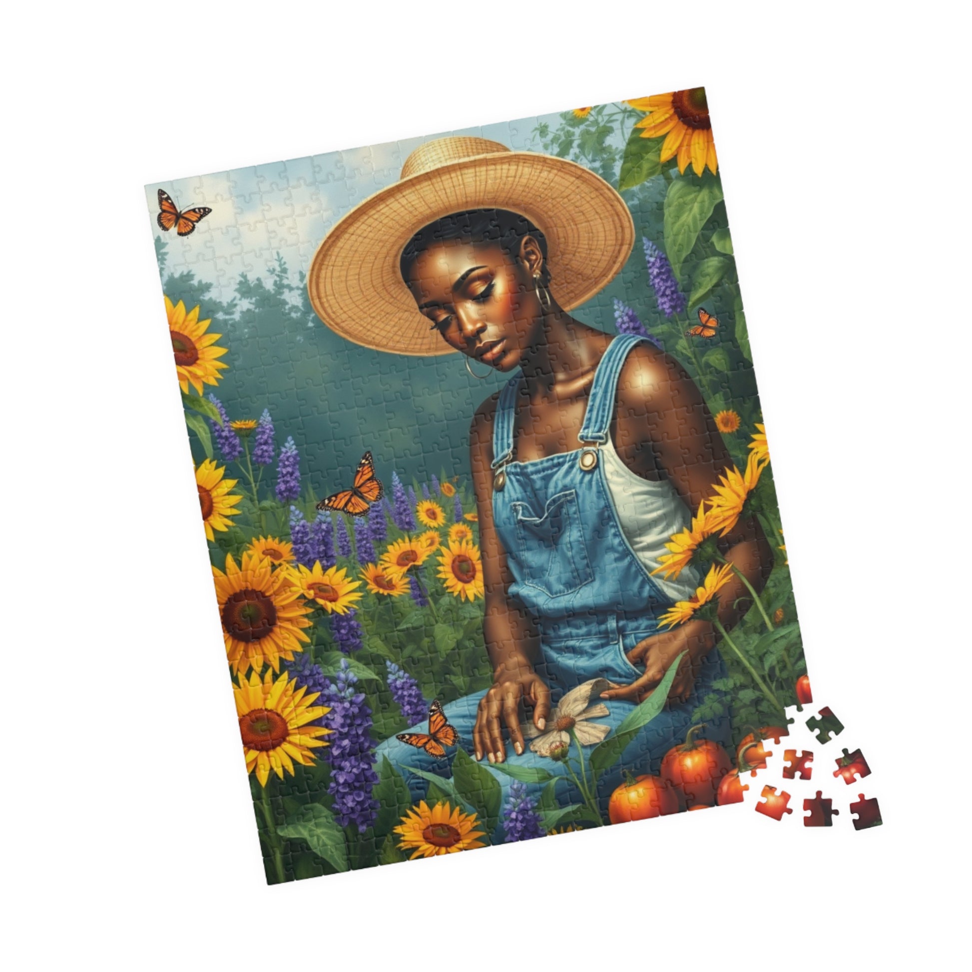 Botanical Black Woman Jigsaw Puzzle, Colorful Garden Scene, Puzzle Lover Gift, Nature Theme, 110-1014 Piece Afrocentric Artwork Puzzle The Puzzle Chest