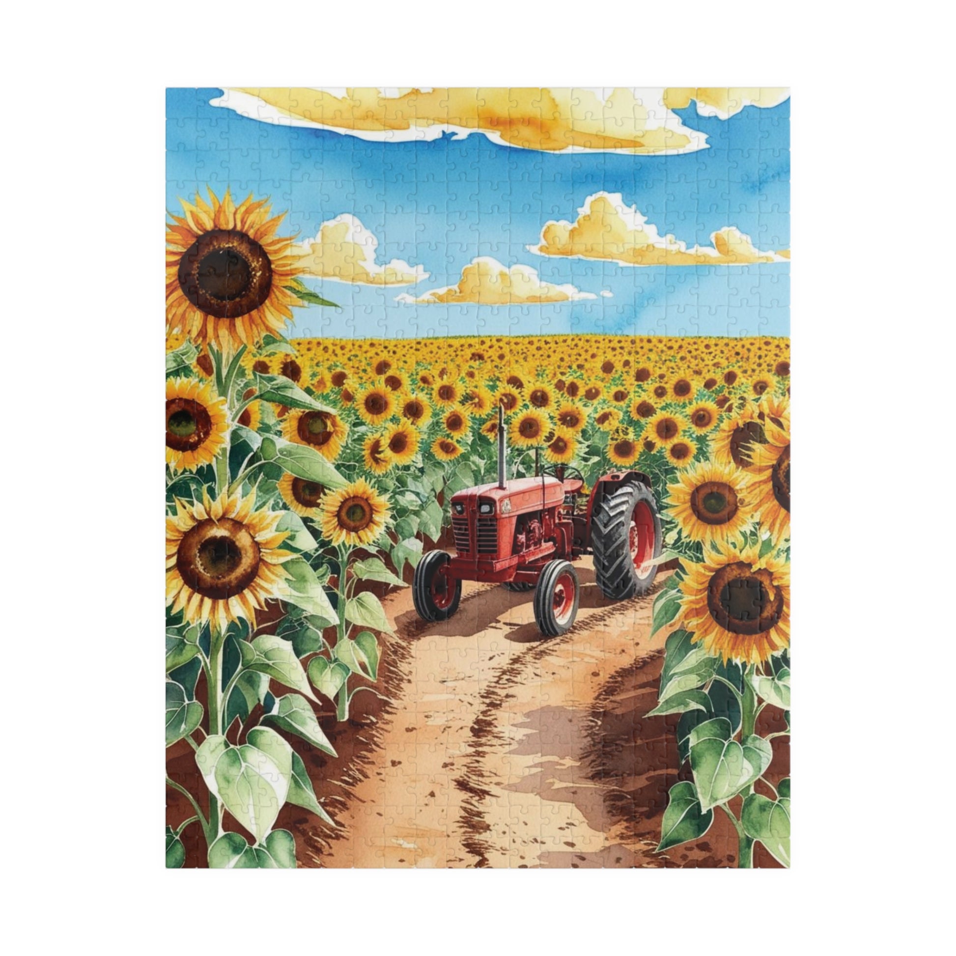 Jigsaw Puzzle, Sunflower Field 1000 Piece, Red Tractor Landscape, Adults DIY Game, Family Activity, Gift for Gardeners 520 pcs (Vertical) Puzzle The Puzzle Chest