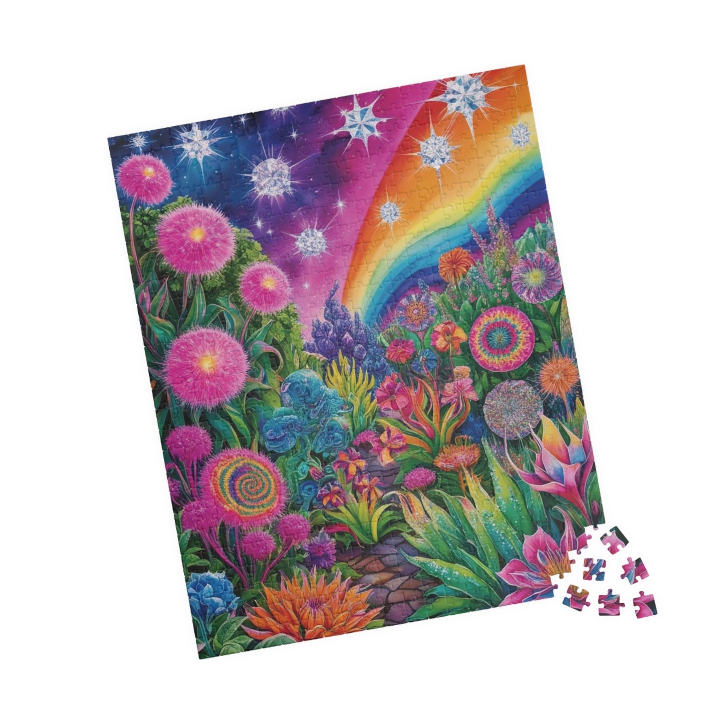 Trippy Flower Puzzle, Dreamy Floral Glowing Garden Theme Jigsaw Game, Challenging Hobby for Adults and Teens, Relaxing Activity, Unique Gift Puzzle The Puzzle Chest