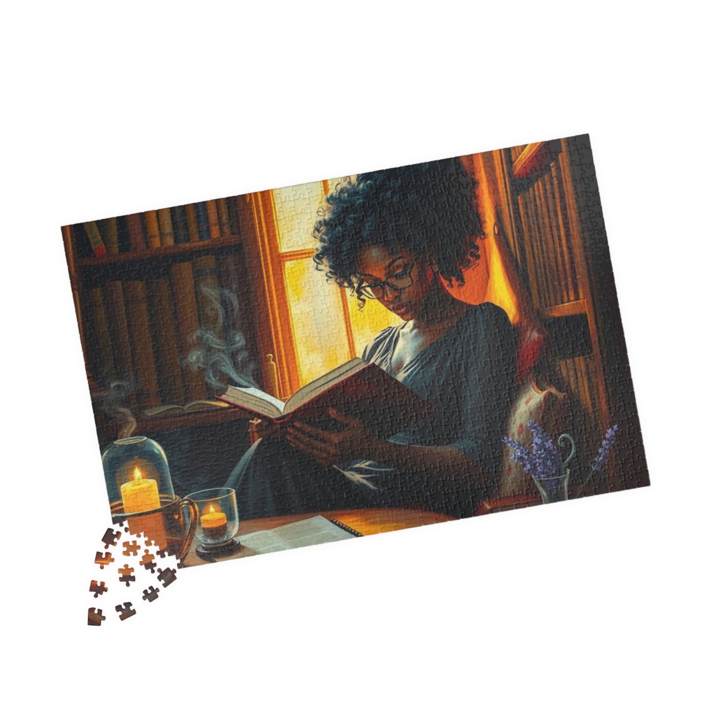 Cozy Reading Jigsaw Puzzle - Black Woman Art Lover Gift for Friend Holiday Birthday, Home Entertainment for Family or Solo Fun Puzzle The Puzzle Chest