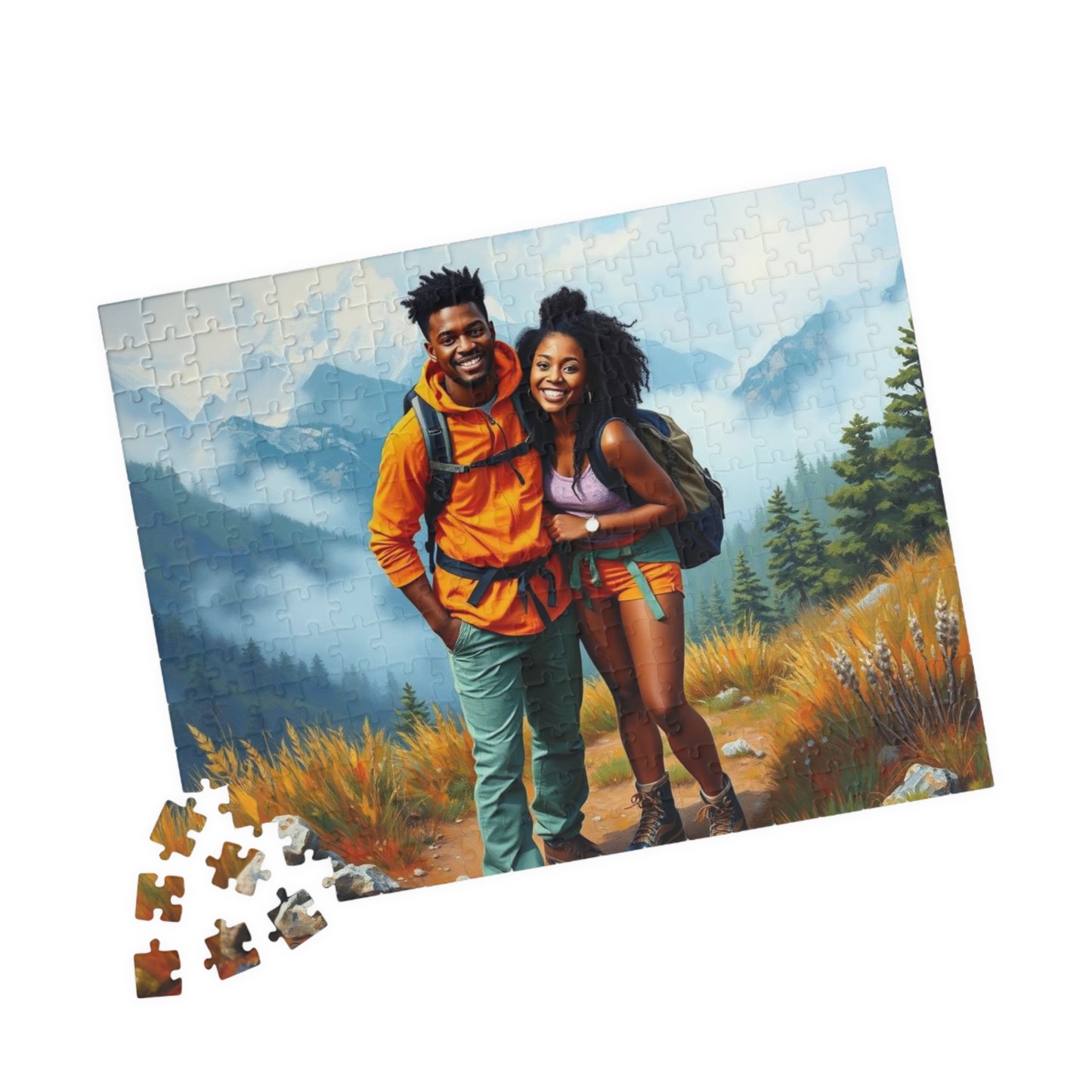 Black Couple Hiking Adventure Puzzle - Nature Lovers Delight Jigsaw, Family Game Night Fun, Afrocentric Gift for Friends, Outdoor Enthusiasts Puzzle The Puzzle Chest