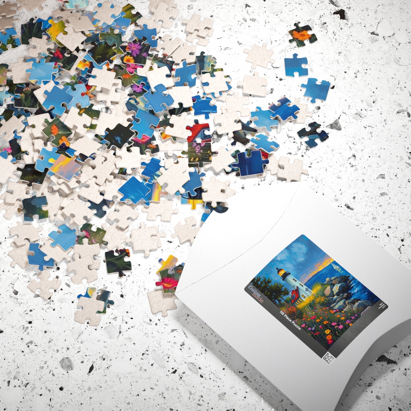 Seabreeze Beacon Jigsaw Puzzle - Coastal Lighthouse, Wildflowers and Sailboats, Family Activity Brain Teaser, Gift for Puzzle Lovers Puzzle The Puzzle Chest