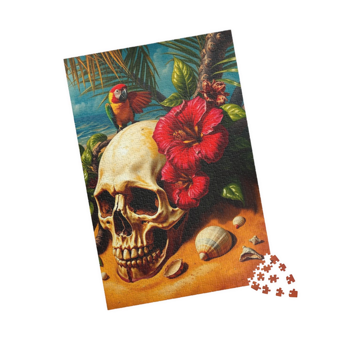 Tropical Skull Artwork Puzzle, 110-1014 Pieces, Beach Scene, Unique Gift for Puzzle Lover, Fun Family Activity, Summer Vibe, Brain Teaser Puzzle The Puzzle Chest