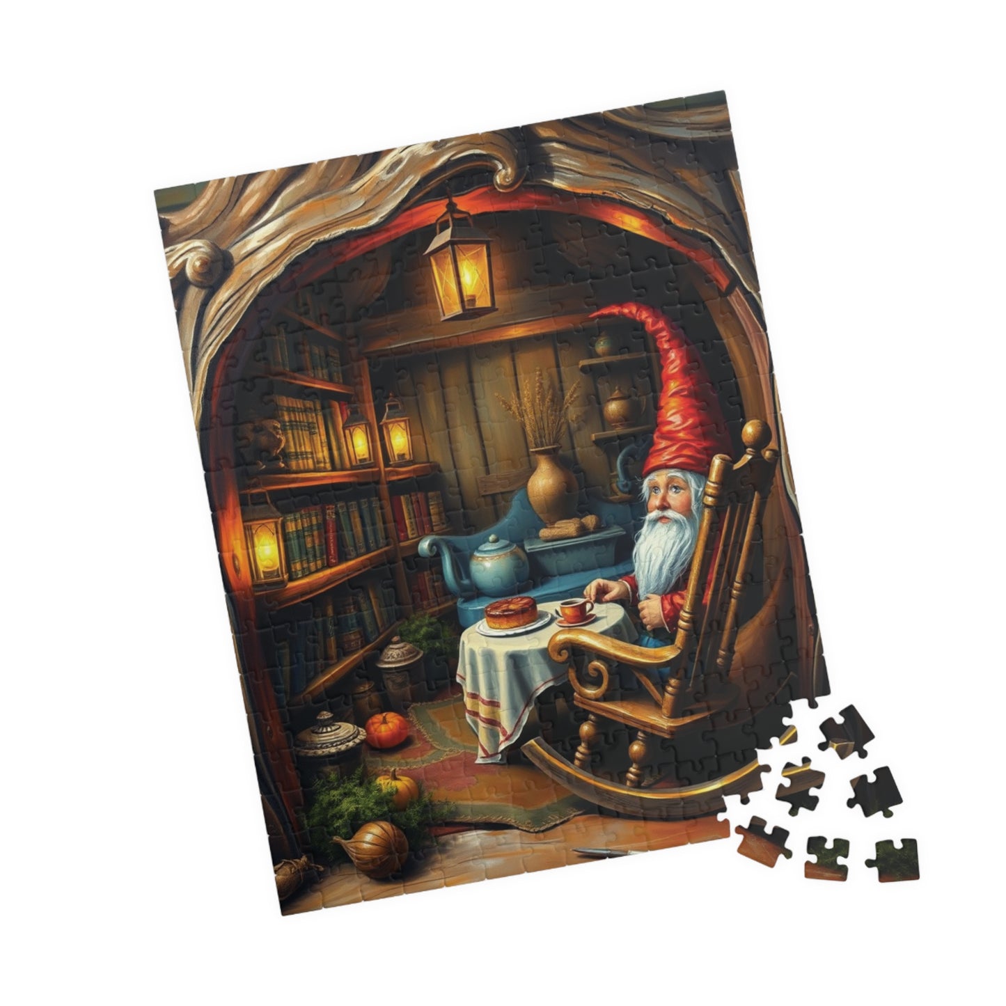 Gnome Home Inside Oak Trunk Jigsaw Puzzle, Fantasy Puzzle (110, 252, 520, 1014-Piece), Family Activity, Relaxing Hobby, Puzzle Lover Gift Puzzle The Puzzle Chest