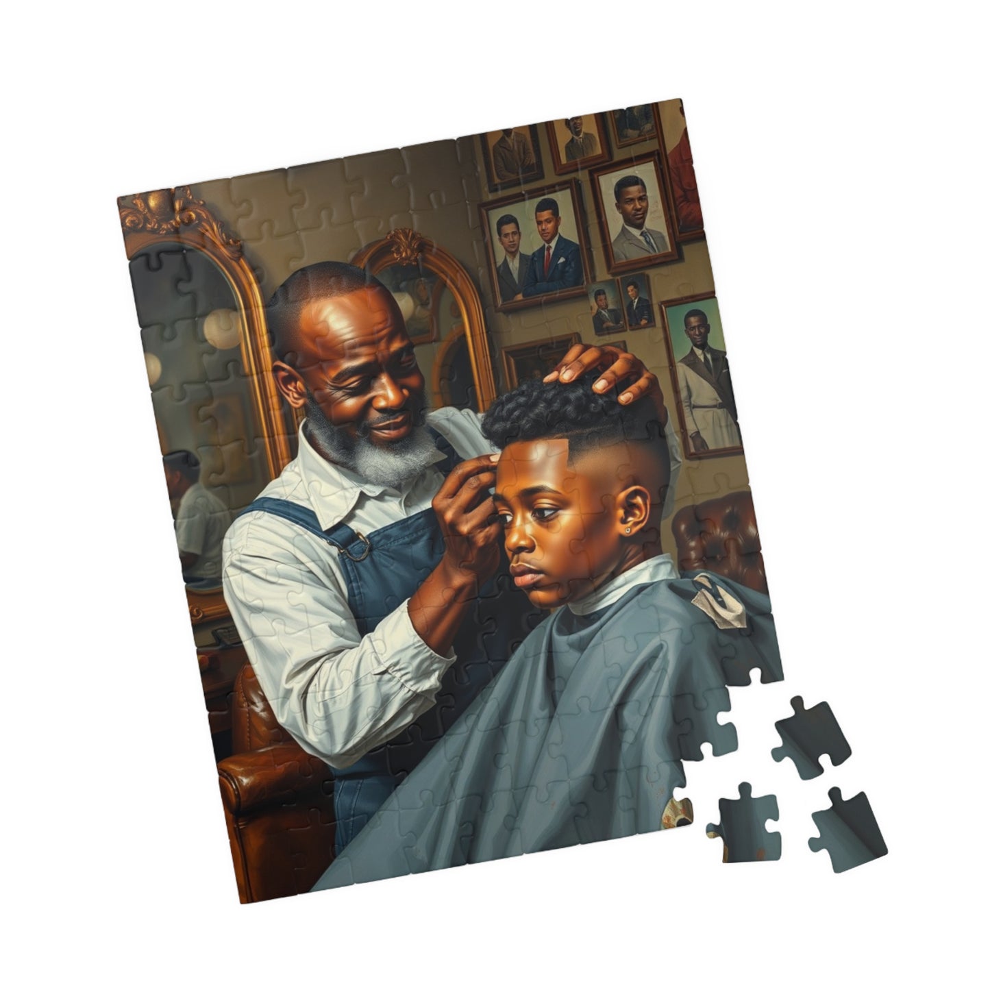 Barber Shop Jigsaw Puzzle, Afrocentric Scene, Black Family Fun Game, Solo Entertainment, Gift for Adult Puzzle Lover Puzzle The Puzzle Chest