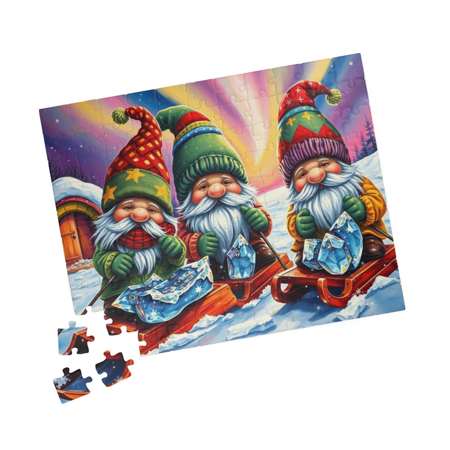 Gnome Ice Fishing Retreat Jigsaw Puzzle, 110-1014-Piece Christmas Jigsaw for Family Fun, Seasonal Decor, Holiday Gift, Festive Activity