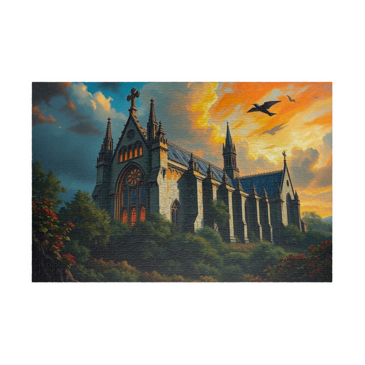 Abbey in the Wildwood Jigsaw Puzzle - Gothic Puzzle Landscape, 1000-Piece Puzzle Art for Solo Fun, Gift for Puzzle Lovers, Indoor Activity 1014 pcs (Horizontal) Puzzle The Puzzle Chest