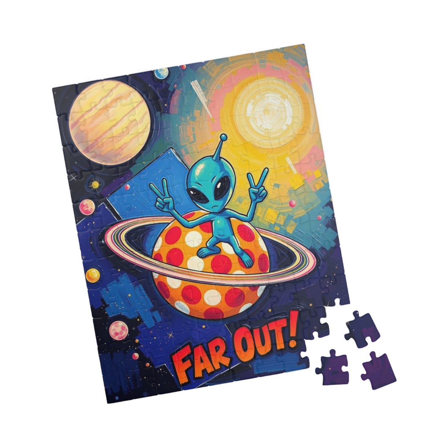 Far Out Alien Puzzle | Fun Space Theme Pop Art Jigsaw Educational Game, Cool Gift for Adults, Family Bonding Activity, Brain Teaser Puzzle The Puzzle Chest