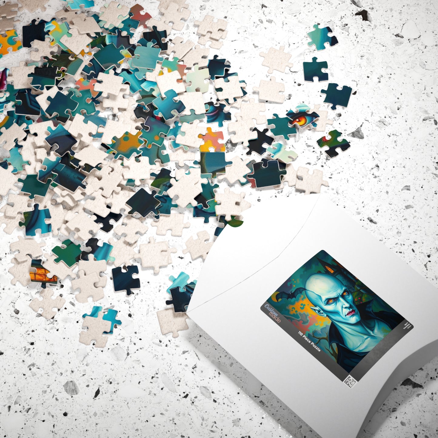 Gothic Vampire Jigsaw Puzzle, Dreamlike Pale Skin Undead with Glowing Eyes, Supernatural Being in Surreal Setting, Dark Fantasy Lover Gift Puzzle The Puzzle Chest