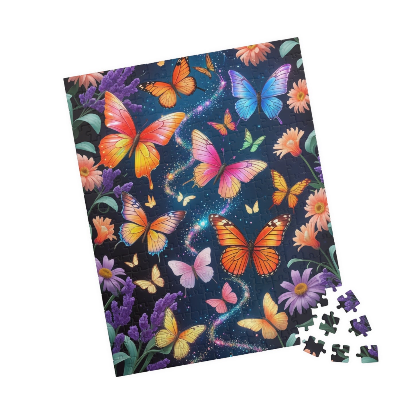 Floral Butterfly Collage Puzzle Whimsical, Colorful Butterflies Wildflowers Jigsaw Game, Family Bonding Activity, Nature Lover Gift Puzzle The Puzzle Chest