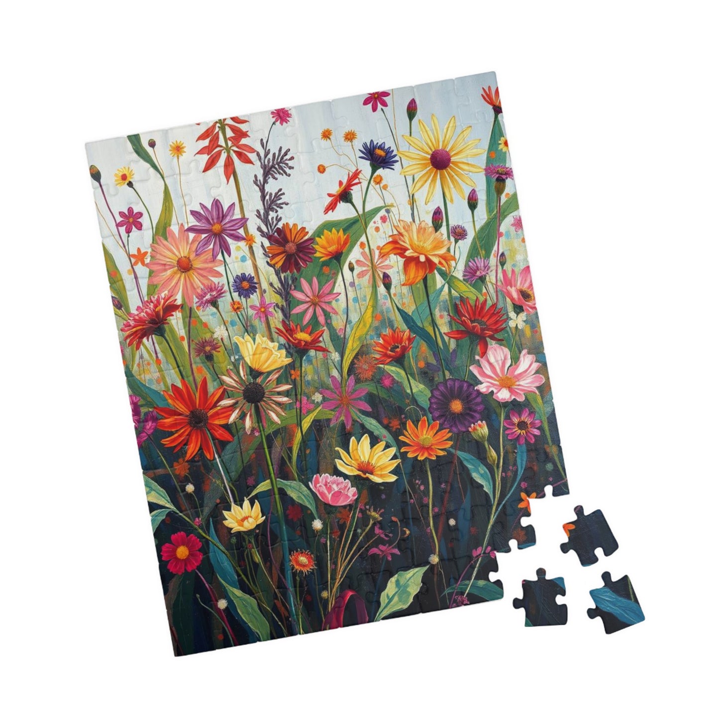 Floral Wildflower Jigsaw Puzzle, Vibrant Garden Scene, Family Activity, Gift for Flower Lover, Home Entertainment Mindfulness Hobby Puzzle The Puzzle Chest