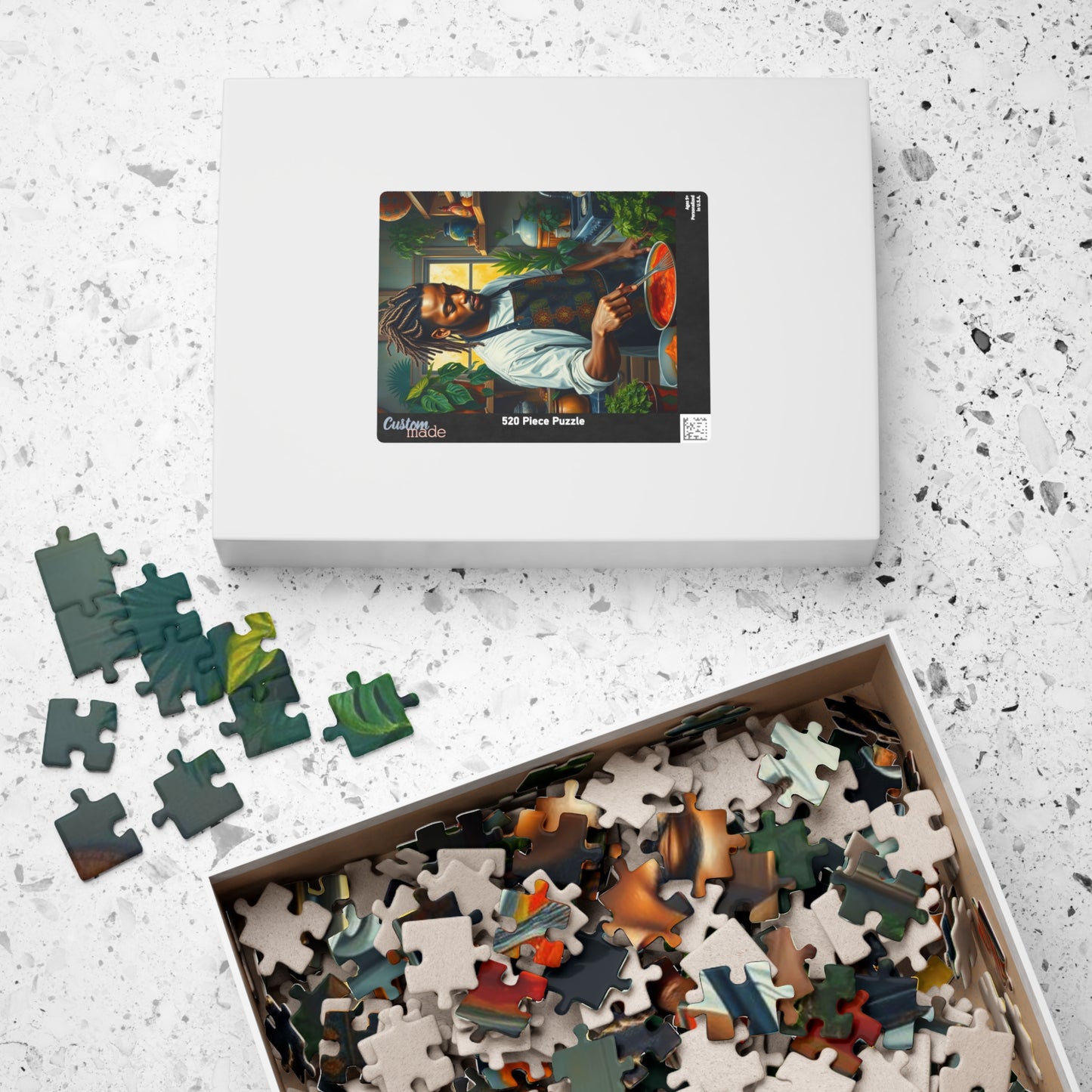 Culinary Black Art Puzzle, Black Man Jigsaw, Relaxing Kitchen Scene, Family Fun Gift for Food Lover Afro American Puzzle Game Puzzle The Puzzle Chest