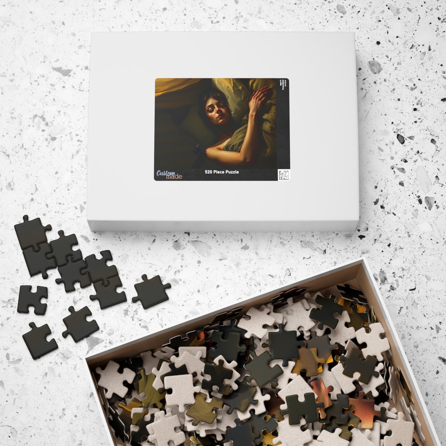 Gothic Puzzle - Dimly Lit Bedroom with Sleeping Woman and Dark Creature, Eerie Atmosphere, 110-1014 Piece Jigsaw, Adult Unisex Activity, Puzzle The Puzzle Chest