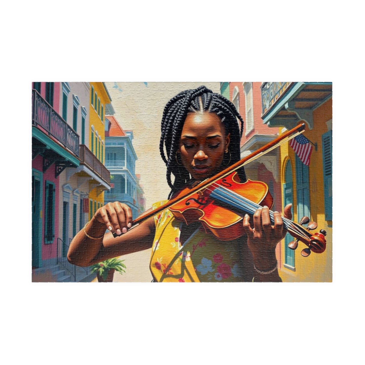 Colorful Violinist Puzzle - Black Woman Art Jigsaw Game, Holiday Birthday Gift for Music Lover Art Enthusiast, Mindful Family Fun Activity 1014 pcs (Horizontal) Puzzle The Puzzle Chest