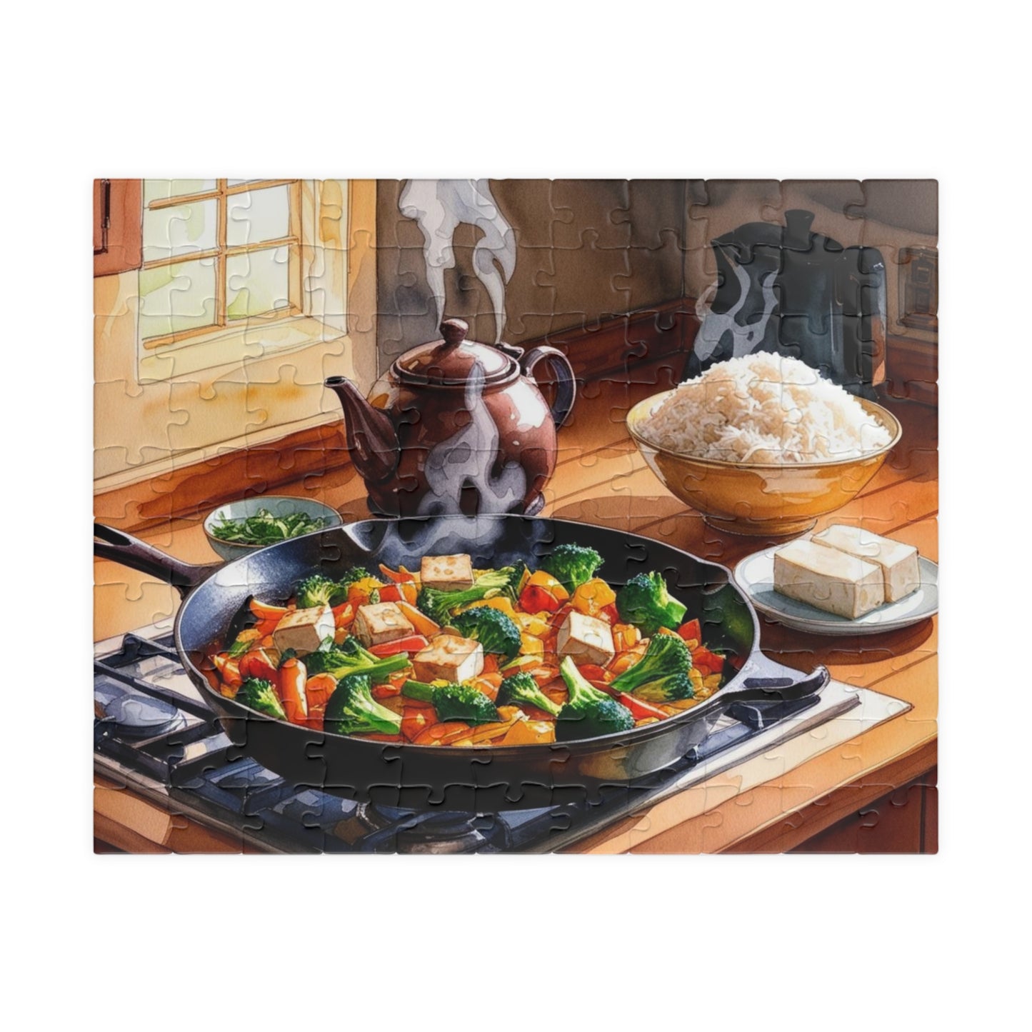 Cozy Kitchen Scene Jigsaw Puzzle, Food Lover Gift for Friend Cooking Enthusiast, Indoor Activity, Family Game Night, Holiday Present 110 pcs (Horizontal) Puzzle The Puzzle Chest