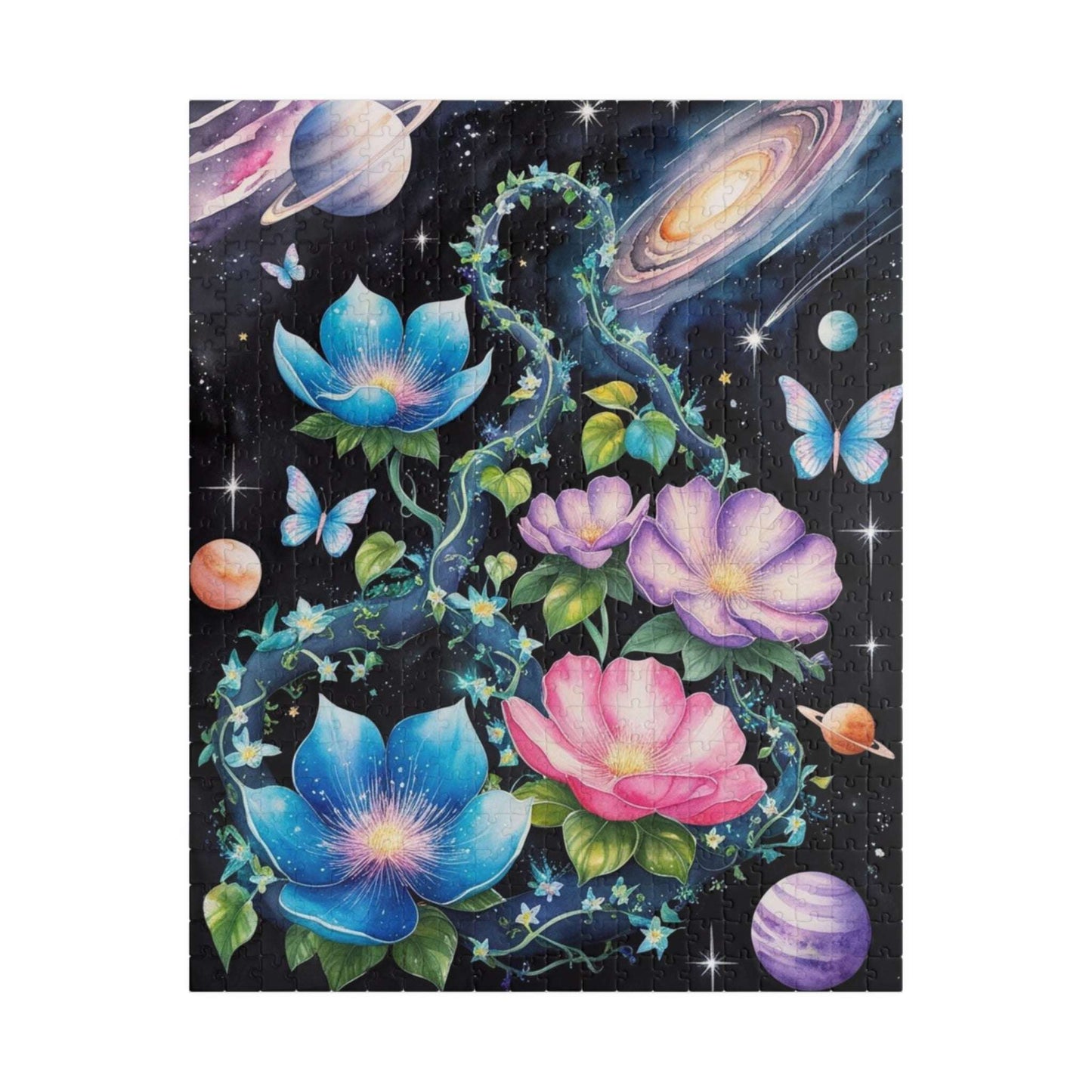 Cosmic Garden Jigsaw Puzzle (Butterflies Planets Stars), Fantasy Family Game Night, Adult Activity, Syfy Space Lover Gift, Hobby 520 pcs (Vertical) Puzzle The Puzzle Chest